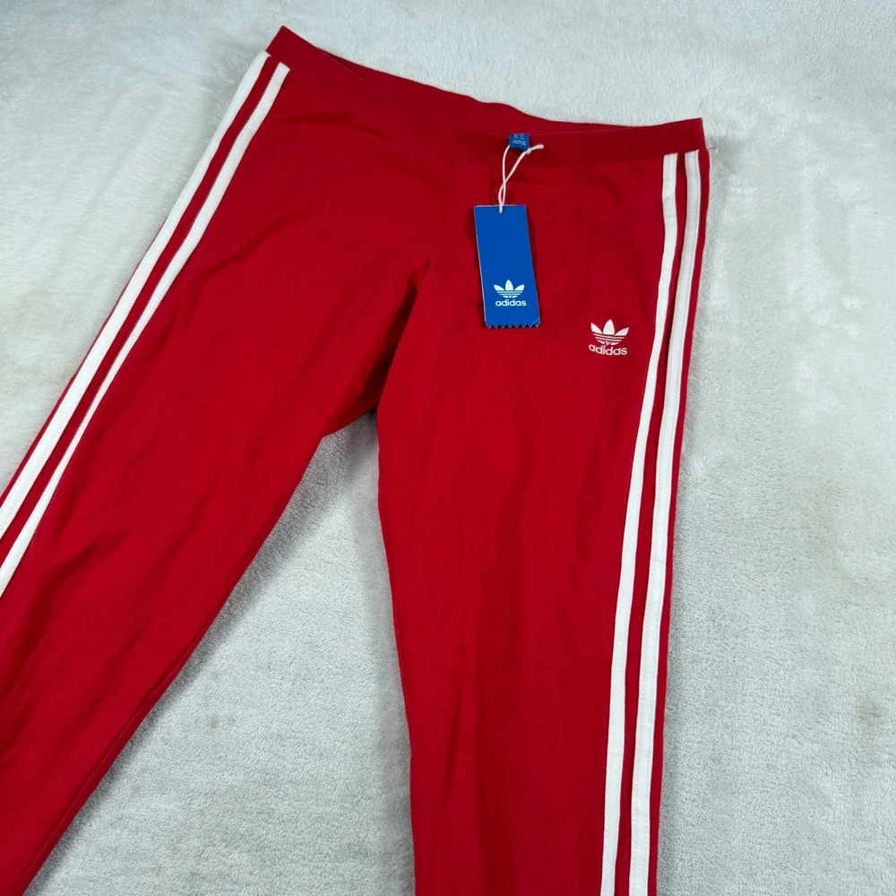 Adidas Originals Womens 3-Stripes Leggings Red White Trefoil Tights CE5438 M